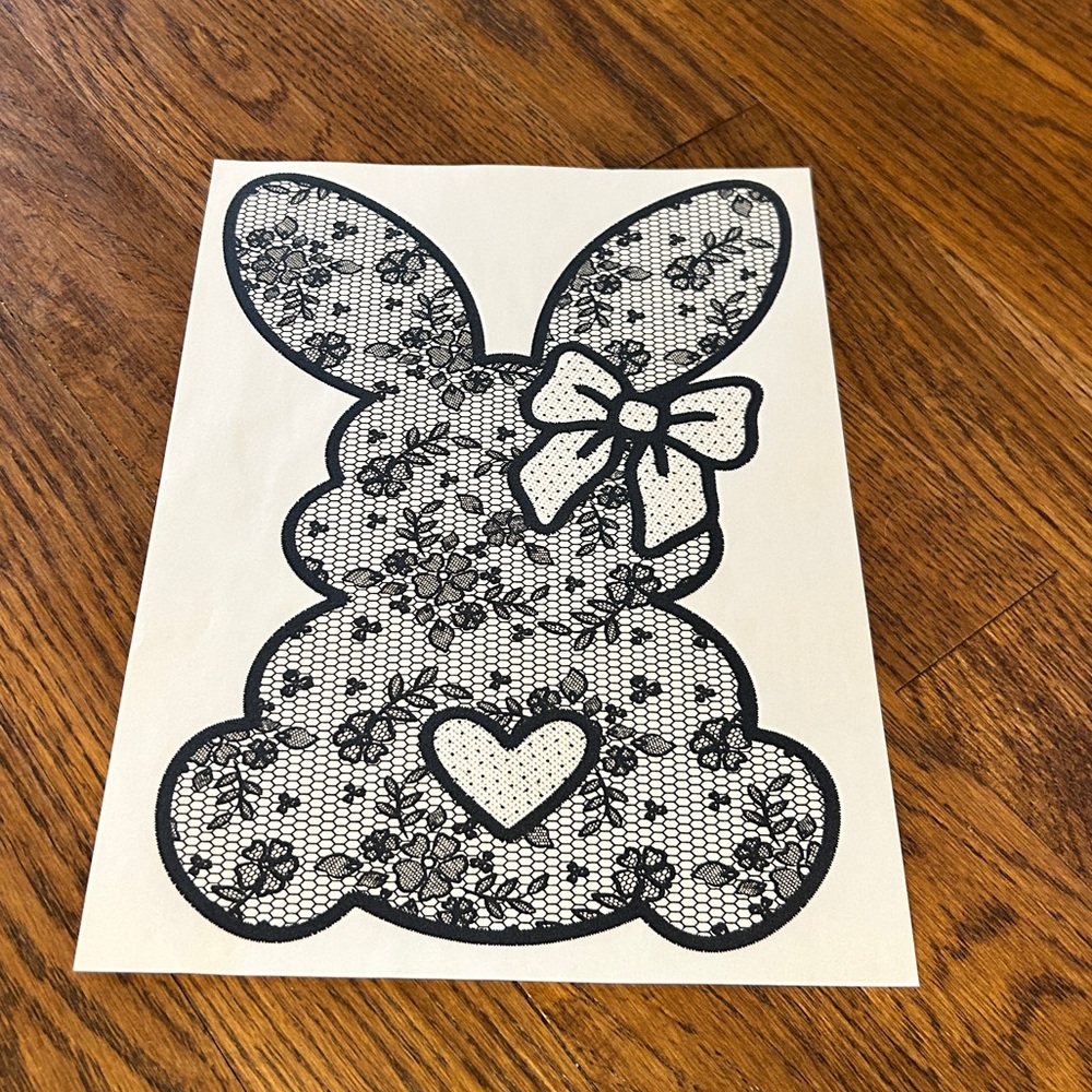 Floral Lace Bunny DTF transfer